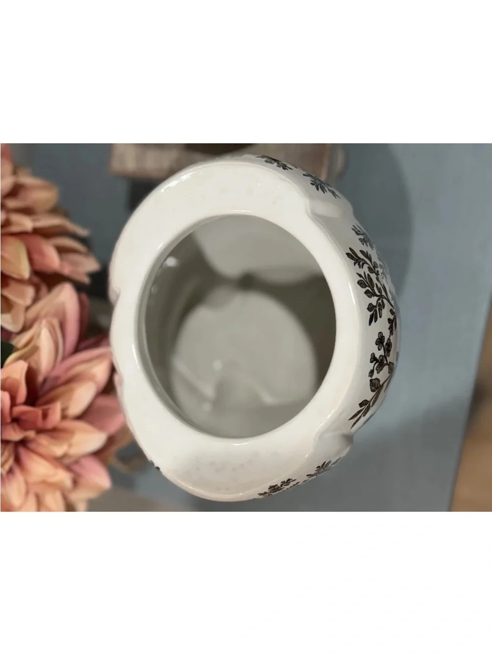 Spooky Street Owl Cookie Jar White Black Floral Toile Ceramic 78oz Halloween New
